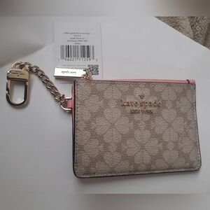 New Kate Spade Flower Keyring Card Holder Multi Color/Grapefruit Color NWT